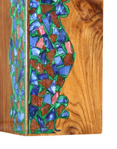 Urne de crémation en bois pour adultes faite à la main avec incrustation de résine bleue accessoires de cercueil de souvenir funéraire commémoratif pour l'enterrement - Product Image 5