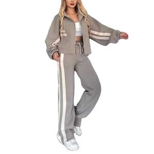 Conjunto de chándal para mujer con lavado ácido, ropa de calle para mujer, sudadera con capucha y pantalones de chándal con bordado desgastado Vintage, conjunto de chándal para mujer - Product Image 1