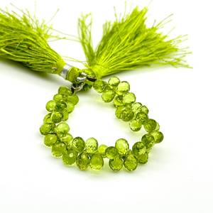 Cuentas de peridoto de lágrima facetadas de 4 pulgadas, forma de gota de 4x6mm para la fabricación de joyas - Product Image 6