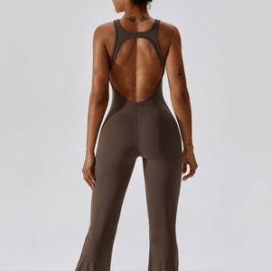 En gros Combinaison de sport une pièce dos nu froncée pour femmes, idéale pour le yoga, l'entraînement et le fitness - Product Image 2