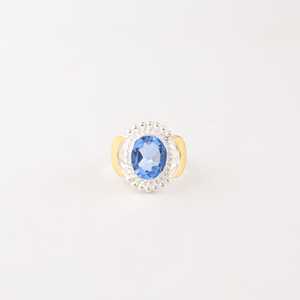 Anillo de Compromiso y Boda para Mujer, con Tanzanita, Plata de Ley 925, Chapado en Oro de 14K, Corte Oval Art Deco - Product Image 3