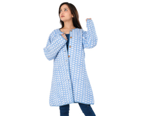 Manteau d'hiver court réversible pour femmes matelassé à la main veste en coton avec bloc à la main imprimé fleuri avec boutons plus proches pour les femmes - Product Image 3