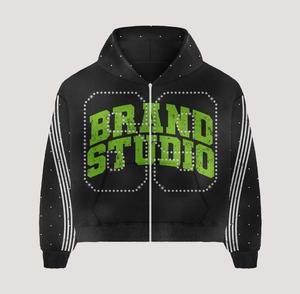 Pantalons évasés 2 pièces sérigraphiés au design personnalisé Survêtements zippés Ensemble veste zippée de haute qualité vente en gros fabriqué en usine - Product Image 6