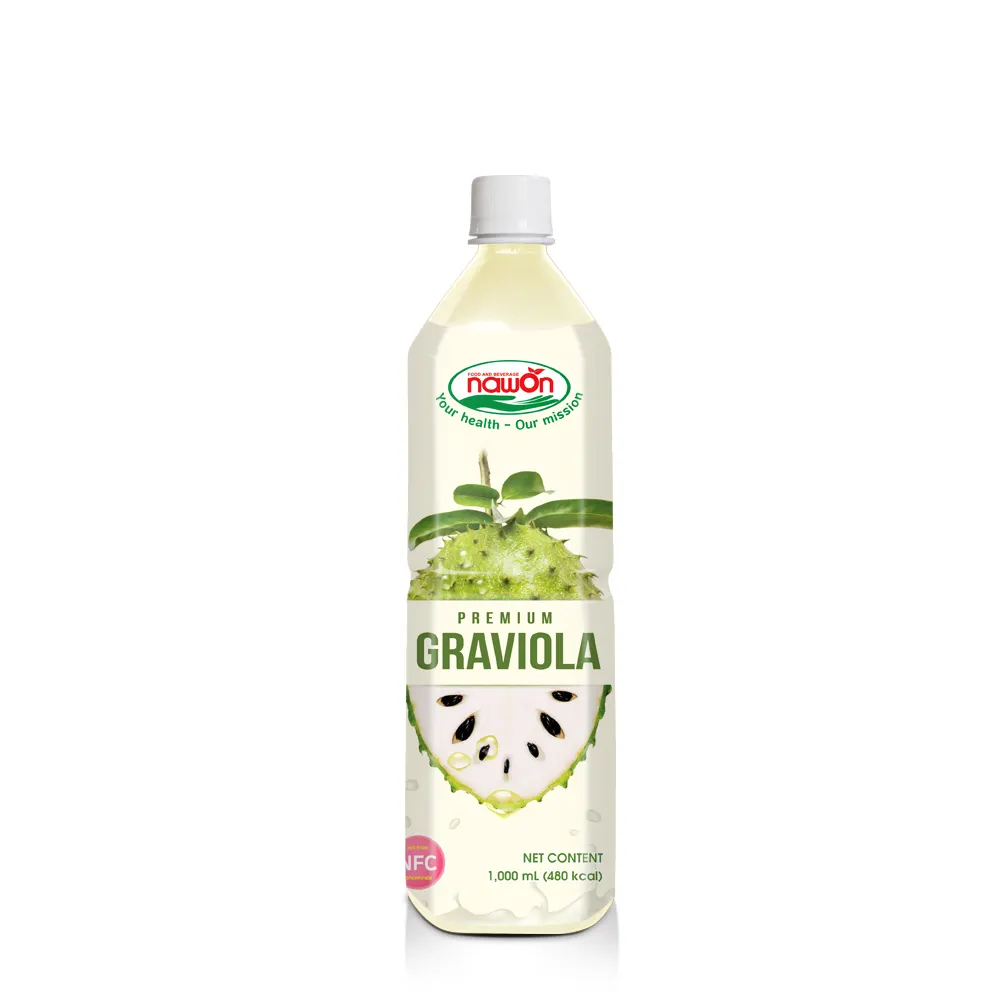 1000ml Graviola Juice Puree Fresh NAWON Vietnamese Tropical Fruit Juice BRCGS Certified Beverage Manufacturer Wholesale