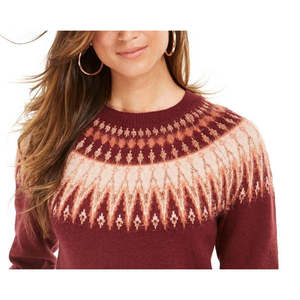 Maglione Girocollo da Donna Style & Co Stile Fair Isle Rosso Taglia Extra Large Traspirante Stile Coreano per Autunno/Inverno con Logo Frontale - Product Image 2