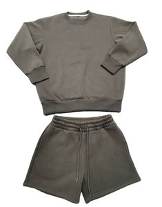 Nouveau 2025 automne femmes décontracté 2 pièces sweat à col rond ensemble court rose brodé arcs vêtements en gros pour la saison d'automne - Product Image 3