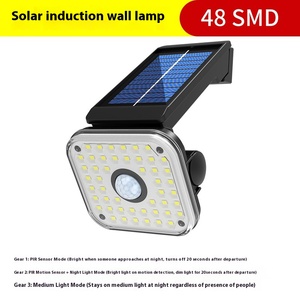 Nhà sản xuất có thể điều chỉnh <span class=keywords><strong>LED</strong></span> Tường Vườn Đèn Ngoài Trời IP65 không thấm nước năng lượng mặt trời Powered cảm biến chuyển động DC cung cấp điện cao CRI 75 - Product Image 6