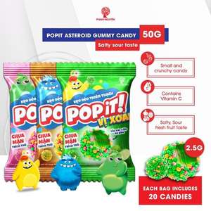 Bonbons gélifiés Popit Crunchy saveur mangue et fraise, forme cube marron, 25g/sachet, meilleur choix - Product Image 4