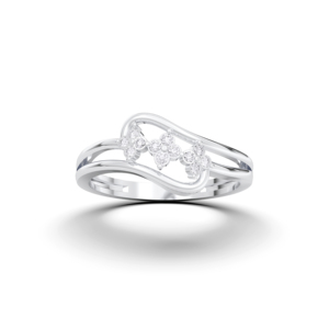 Conjunto de puntas de diamante de corte redondo de moissanita de 0,08 quilates, anillo floral abstracto o inspirado en la vid hecho en plata para ella - Product Image 1