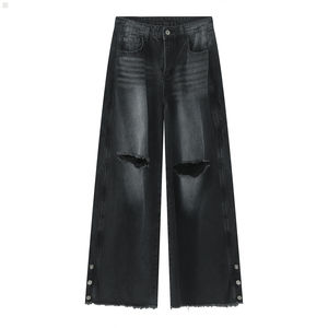 กางเกงยีนส์ผ้าฟลีซขาดๆระบายอากาศได้ดีสำหรับผู้ชายกางเกงยีนส์แนวไฮสตรีทลำลองสไตล์เกาหลี - Product Image 2