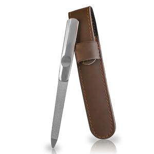 Limes à ongles professionnelles en acier inoxydable double face avec poignée antidérapante et étui en cuir pour homme et femme diamant - Product Image 3