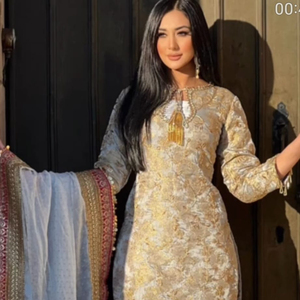 Ssumaira's Luxury Pure Jamawar Banarsi camisa pantalón listo para usar Dupatta 3 piezas cosido trajes de mujer ropa Formal - Product Image 1