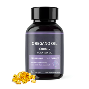 Cápsulas blandas de aceite de orégano orgánico y aceite de semilla negra para adultos, soporte inmunológico antioxidante, 60 cápsulas blandas, suplemento de hierbas - Product Image 1