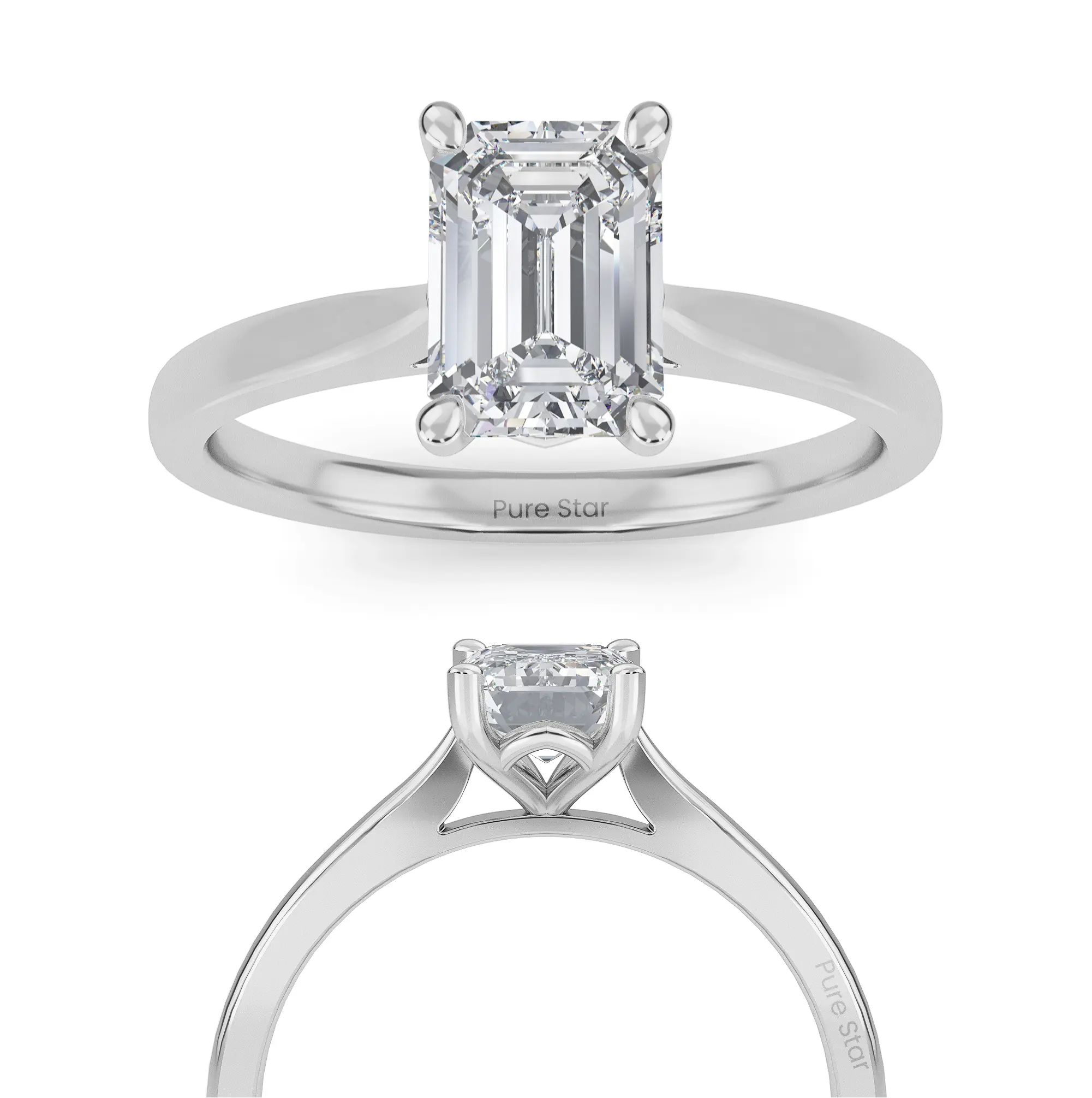 Elizabeth Emerald Geslepen Igi Gecertificeerde Diamanten Ring Verlovingsring Smaragd Lab Diamanten Solitaire Ring