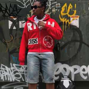 Producto superior Sudaderas con capucha cuadradas mezcladas de algodón para hombre Cremallera Bordado de angustia Invierno Precio razonable Sudadera CON CAPUCHA DE FABRICACIÓN DE Pakistán - Product Image 6