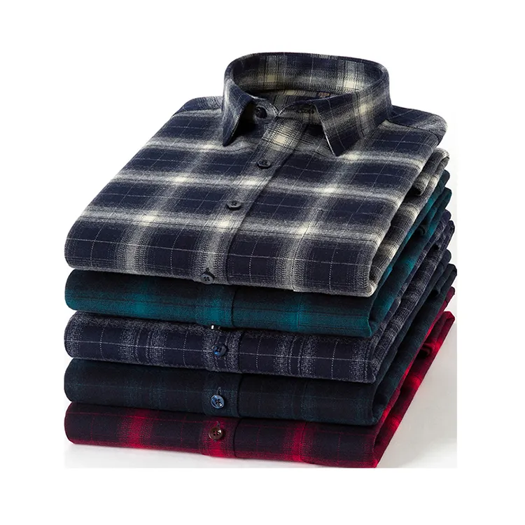 Custom Wholesale Clothing Casual Wear Breathable Red Green Long Sleeve Pocket Flannel Plaid Check Shirts For Mens