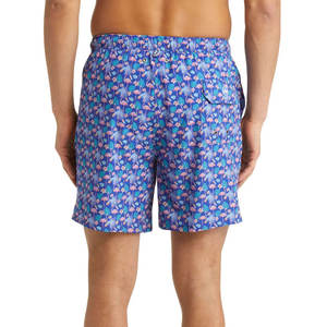 Short de bain pour hommes, bleu royal, imprimé flamant rose, palmier tropical, protection solaire UPF 50+, séchage rapide, imperméable, spandex/polyester - Product Image 3