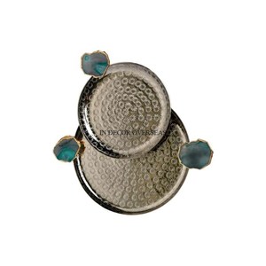 ชุดโลหะทองเหลืองทรงกลมทนทาน2ชิ้นสำหรับถาดเสิร์ฟ - Product Image 1