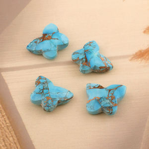 Papillon sculpté bleu cuivre turquoise pierres précieuses en vrac 12x15mm sculpté à la main bleu turquoise briolette en vrac pour la fabrication de bijoux - Product Image 5