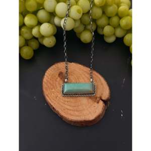 Collar de Barra de Plata de Ley y Turquesa Kingman Johnny Dixon para Ocasiones Especiales - Product Image 1