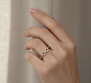 Anillo de Compromiso de Diamantes Infinitos de Oro de Lujo para Mujer, Símbolo de Promesa de Amor - Product Image 3