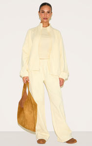 Lo último en chándal de 2 piezas de crema de mantequilla de alta calidad para mujer, conjunto de chándal de dos piezas de longitud completa - Product Image 5