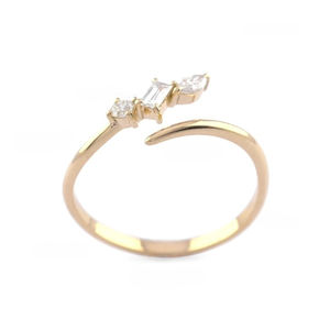 Solid 18KT Yellow <b>Open</b> Cuff Diamond Engagement and Party <b>Ring</b> Lab Grown Diamond <b>Ring</b> Fine <b>Ring</b> Jewellery Gift for Women's - Product Image 2