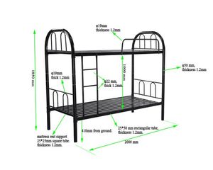 Cama litera doble de metal con escalera y barandillas de seguridad, estructura de acero resistente para niños/adultos/hostales - Product Image 6