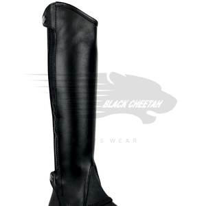 Venta al por mayor de alta calidad cremallera lateral de cuero de grano completo equitación medias chapas Real elástico para ajuste cómodo negro CHEETAH SPORTSWEAR - Product Image 2