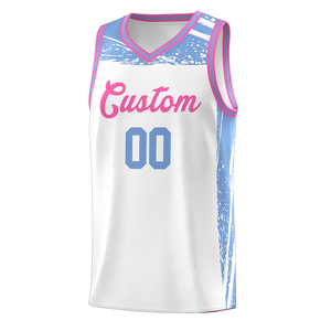 Ensemble d'uniformes de basket-ball personnalisés blanc et bleu ciel Maillot et short personnalisés Vêtements de sport d'équipe en maille légère - Product Image 2