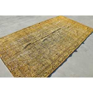 5.6x10.5 ft Large Vintage Turkish Rug, <b>Yellow</b> Moroccan <b>Wool</b> Rug - Product Image 3
