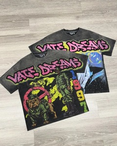T-shirts vintage oversize en jersey 100% coton pour hommes, manches courtes, imprimé graphique DTG, design vierge, col rond, style hip-hop - Product Image 3