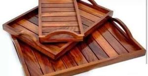 DO BANDEJA IMPRESA DE MADERA DE LA MEJOR CALIDAD TALLADA Forma cuadrada disponible y artesanía de la India mejor muestra Venta caliente - Product Image 2