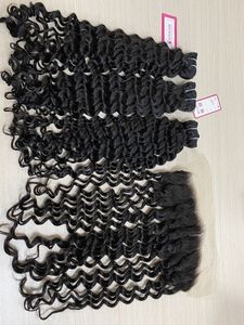 Cabello virgen brasileño sin procesar, rizos naturales de onda profunda, encaje frontal 13x4 con mechones sin enredos ni caída - Product Image 5