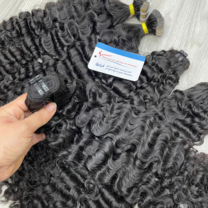 Extensiones de cabello Remy vietnamita virgen de tendencia caliente Paquetes de trama rizados birmanos crudos Extremos de cabello dibujados dobles - Product Image 4