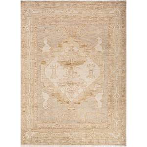 Tapis noués à la main en laine Thyme Ivory pour la maison, styles médaillon classiques et puzzle rectangulaires pour adolescents - AKWL-1600 Tapis de salon - Product Image 1