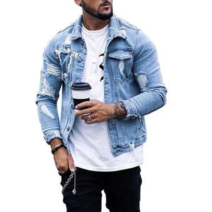 Veste en jean éco-responsable Flyingkick Enterprises pour homme, style streetwear hip-hop décontracté, nouvelle collection automne-hiver 2025, coupe slim - Product Image 1