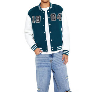 Chaqueta Varsity Vintage para Hombre, MOQ Bajo, Cuello Alto Delgado de Lona, para Uso Casual y al Aire Libre, Botones Cubiertos, Corte Regular - Product Image 1