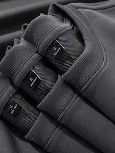 Sudadera con capucha de color sólido de peso pesado de 350gsm para hombre, Sudadera de cuello redondo de gran tamaño de otoño gris oscuro, sudaderas con capucha unisex - Product Image 2
