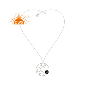 Collar con colgante de piedras preciosas de ónix negro Natural de plata de ley fina, fabricante de joyería personalizada - Product Image 1