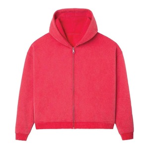 Alta calidad 100% algodón de los hombres de gran tamaño Full Zip-Up Hoodie Custom Puff Print Fleece Zip-Up Sudadera con capucha térmica con diseño personalizado - Product Image 6