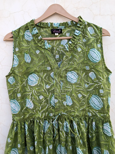 Vestido de verano con estampado de bloques a mano | Vestido de algodón | Estampado floral | Hecho a mano - Product Image 4