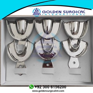 Plateaux métalliques pour instruments dentaires, plateau d'empreinte dentaire en acier inoxydable sans trou, 3 tailles : grand, moyen, petit - Product Image 3