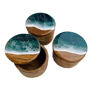 Coasters and <b>Small</b> Items Acacia Wood Square Coasters with Epoxy Resin Edge Olive Wood coaster - Product Image 1