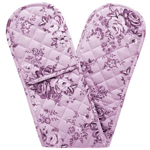 Ensemble de gants de four avec logo personnalisé très vendu gants de cuisine pour four gants de four en silicone avec protège-doigts et manique - Product Image 1