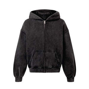 Nouveau modèle 2024 : Sweat à capuche unisexe vintage épais en coton 100 %, coupe ample avec fermeture éclair, épaules tombantes, personnalisable ODM - Product Image 1