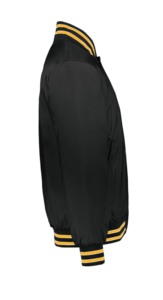 Premium Unisex Black with <b>Yellow</b> Straps Hooded Bomber <b>Jacket</b> Winter Canvas Stand Collar Front Logo for Chicago for - Product Image 5