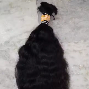 One Donor Natural Wave Remy Bulk Wave Raw Hair Bulk. Sin piojos y nueces Remy Hair. Pelos de la mejor calidad de Smvimpex India - Product Image 1