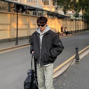 2026 Winter <b>Men</b> Bomber <b>Jacket</b> High Street Turn Down Collar Male Coat Thicken Long Sleeve Zipper Loose Sport Man Outerwear - Product Image 5