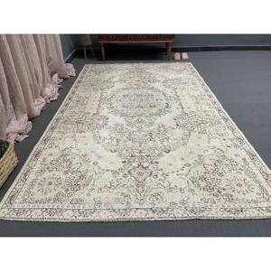 Tapis turc vintage, tapis de 5,7 x 9,2 pieds, grand tapis blanc à bordures - Product Image 1